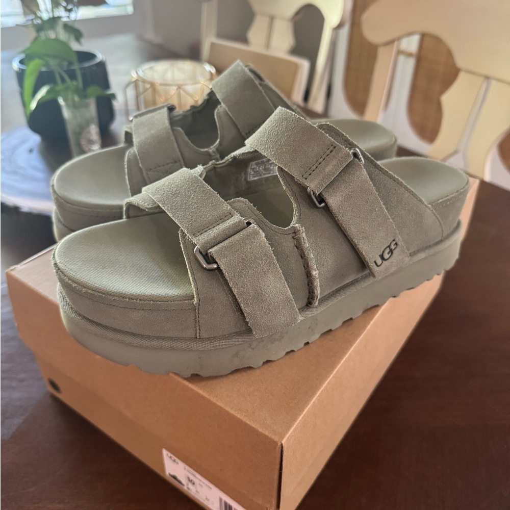 UGG Sage Green Platform Slides